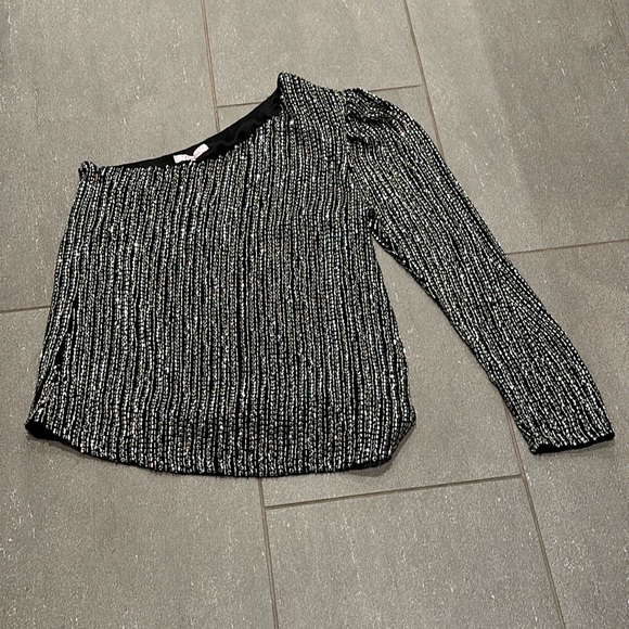NWT Parker one shoulder black/sequin top - XS - Picture 1 of 4